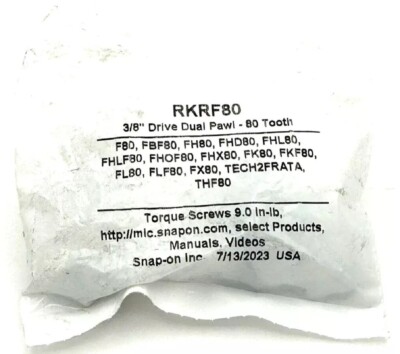 NEW Snap-on 3/8'' Drive 80 Tooth Ratchet Repair Kit Parts RKRF80 ~ F80 FHL80 FL80