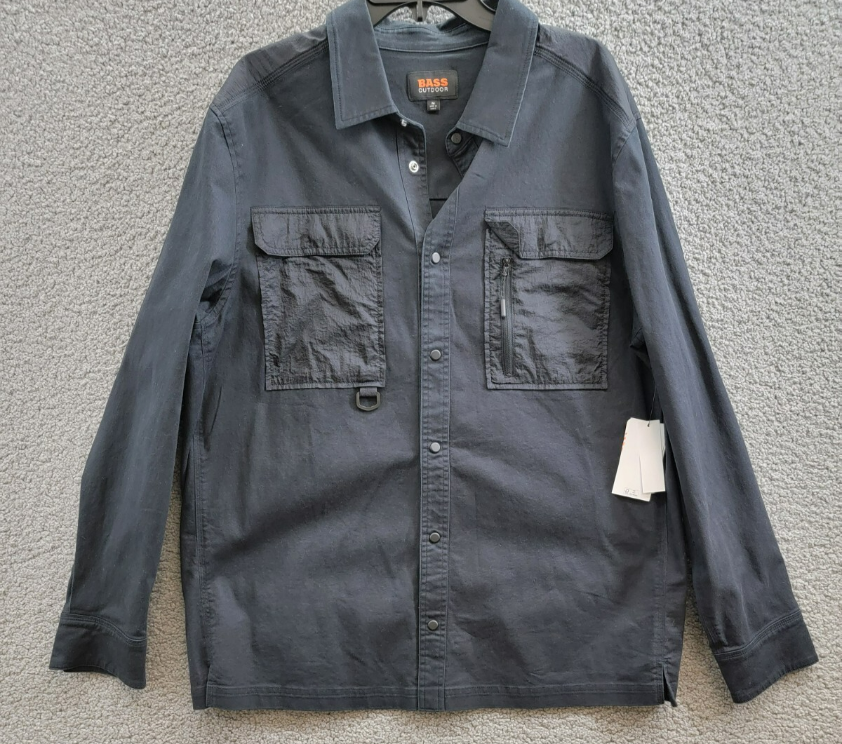 BASS OUTDOOR Relaxed Fit Worker Shirt Jacket Men's M Black Beauty Button Snap - Picture 2 of 19
