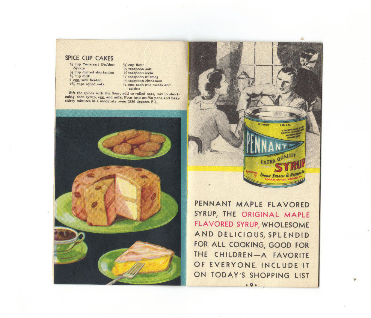 Pennant Syrups Recipe Booklet Vtg 1920s Cookbook Union Starch  Columbus IN