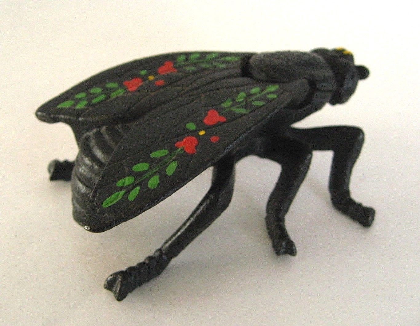 VINTAGE CAST IRON FLY ASHTRAY MATCH SAFE TRINKET BOX HOLDER HAND PAINTED