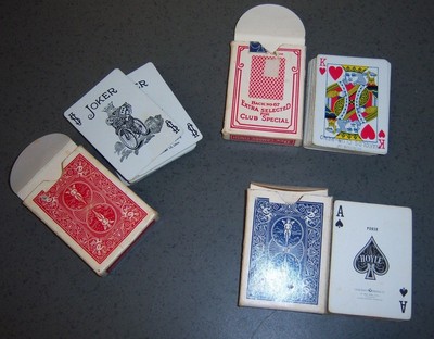 Lot of 3 decks of old, well used, played, not in great shape, playing cards.