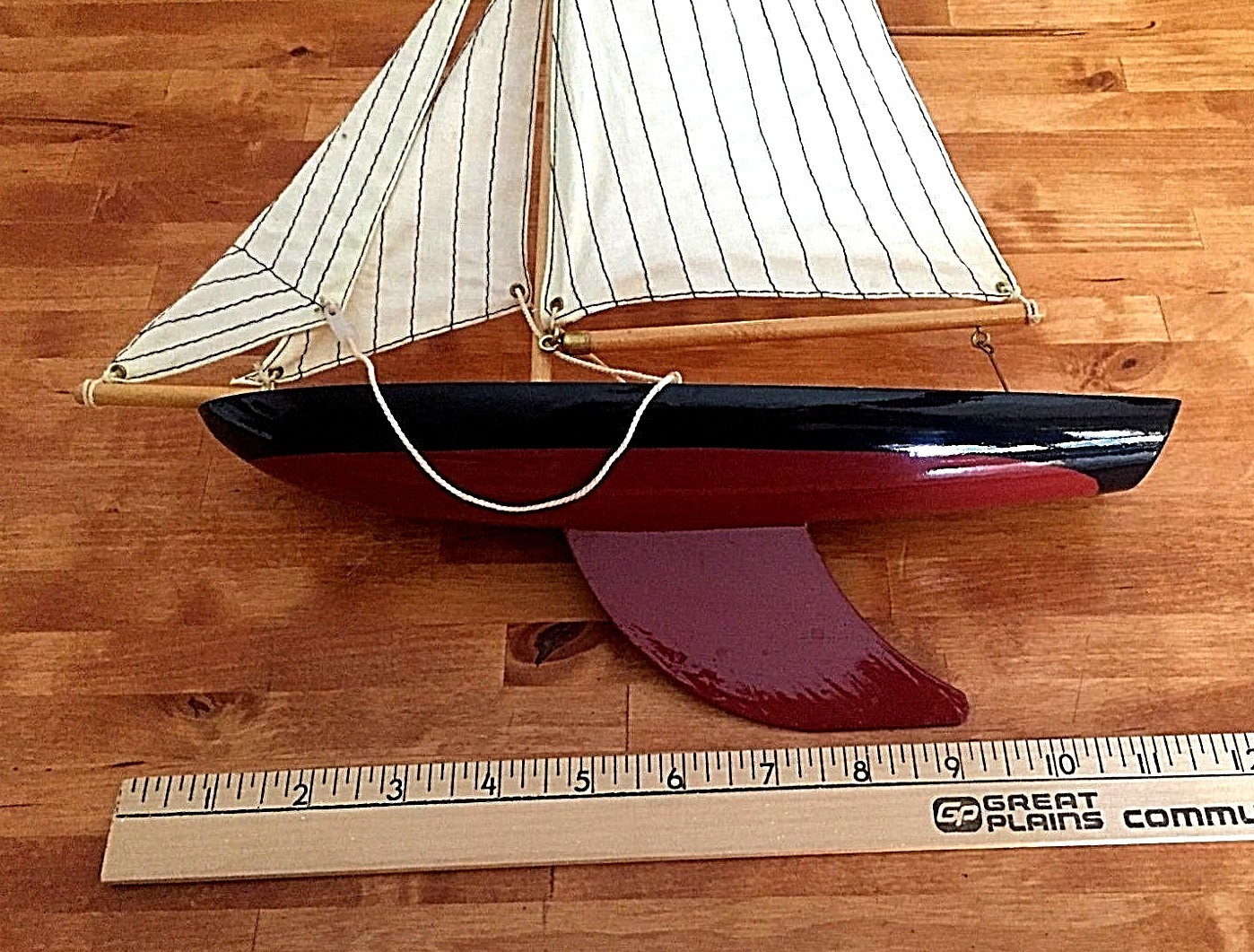 Toy Model Yacht Sailboat Wooden with Large Keel - 12