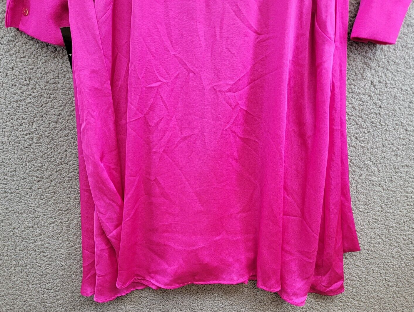 Tahari ASL Petite Collared V-Neck Side-Tie Midi Dress Women's 8P Shocking Pink~ - Picture 14 of 18
