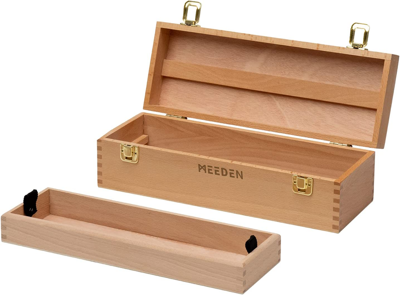 Medium Art Supply Storage Box: Multi-Function Beech Wooden Chest