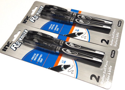 2 PACKS 4 PENS INC  R-2  ROLLER PRECISE WRITING COMFORT GRIP BLACK INK 0.7 mm