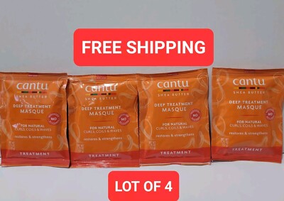 Lot Of 4, Cantu Shea Butter Deep Treatment Masque for Natural Curls Waves 1.75oz