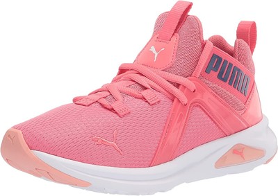 Большие детские кроссовки Puma Enzo 2 Sparkle Jr Sunkissed кораллового цвета/Puma White (194573 03)