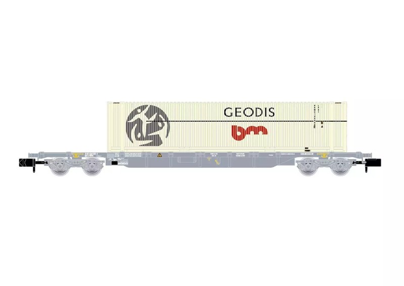Arnold Hn6649 Wagon Porte-Conteneurs Ã Bogies Type Sgss, F-Nova Geodis Neuf Bo