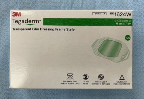 3M Tegaderm 2 3/8” x 2 3/4” Transparent Film Dressing Box of 100 #1624W