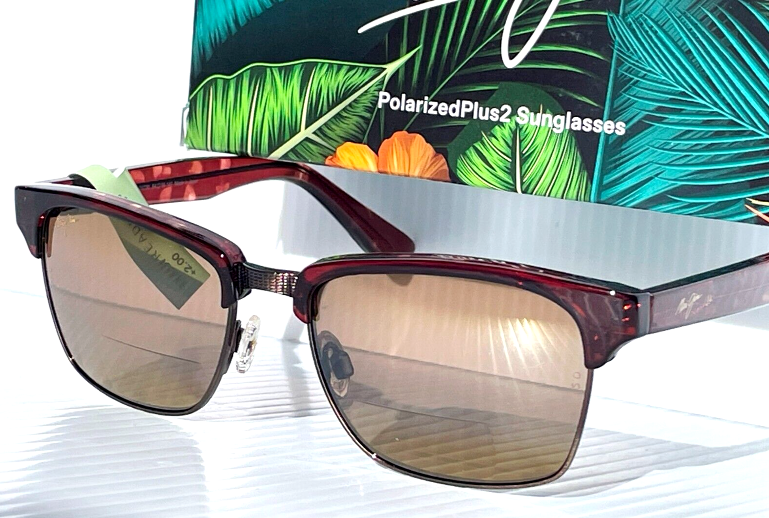 Pre-owned Maui Jim Kawika Tortoise Gold Polarized Bronze Readers +2.00 Sunglass H257-16c20 In Brown