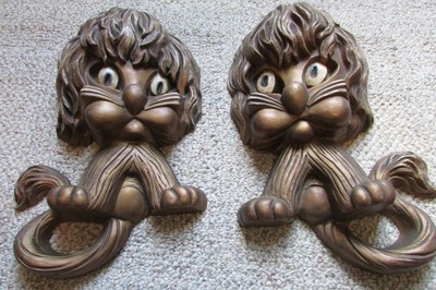 Homco Home Interiors Lions Cats Wall Hanging Plaques Set Of 2