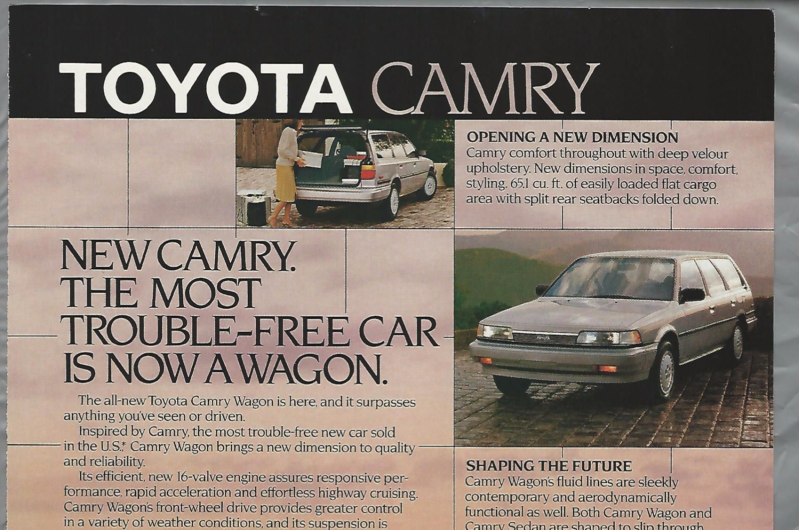 1987 TOYOTA CAMRY wagon advertisement, Toyota ad, Camry station wagon