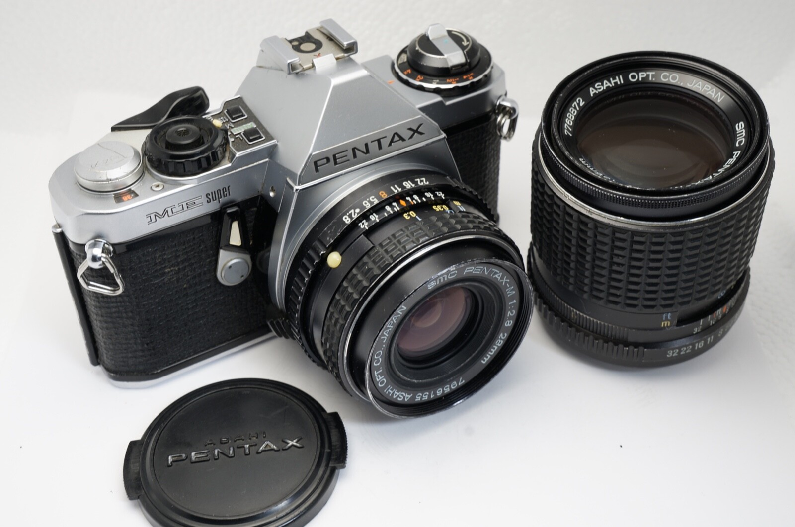PENTAX ME SUPER 35mm SLR CAMERA W/SMC PENTAX M 28mm & 135mm