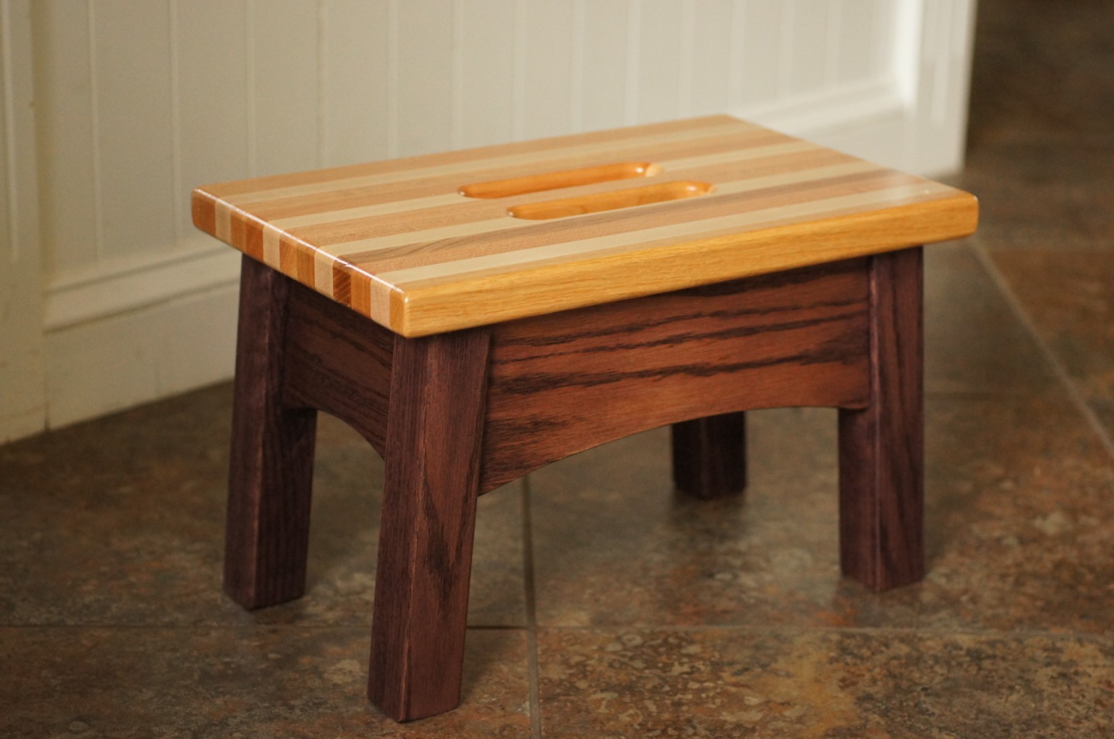 Hardwood Footstool/Stepstool, Salvaged Hardwood Stool