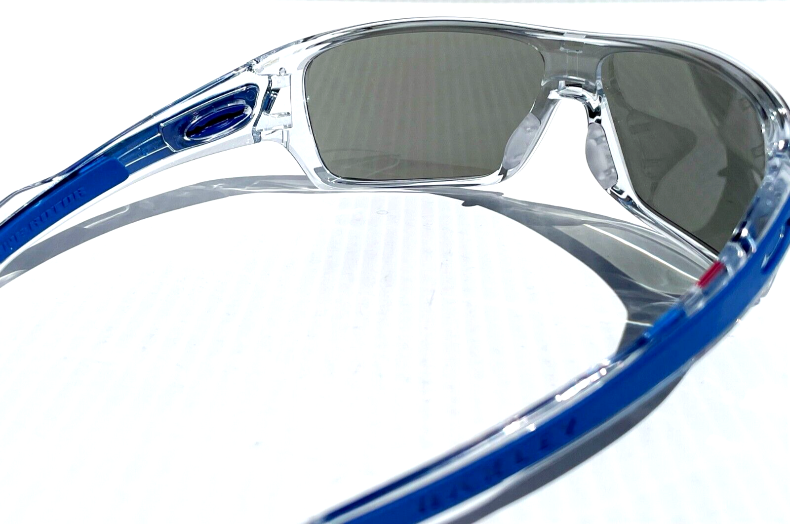 Pre-owned Oakley Turbine Rotor Shiny Clear & Blue Polarized Galaxy Ruby Lens Sunglass 9307 In Red