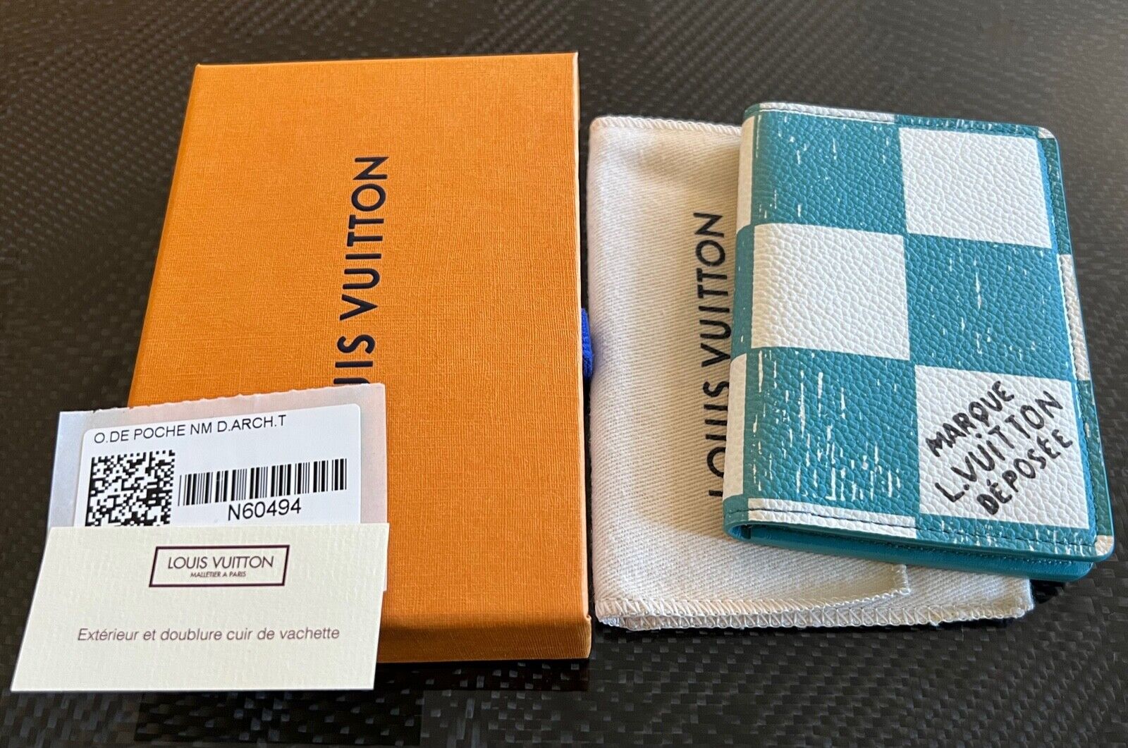 Genuine Louis Vuitton Teal Damier checkerboard Pocket Genuine Louis Vuitton Teal Damier checkerboard Pocket
