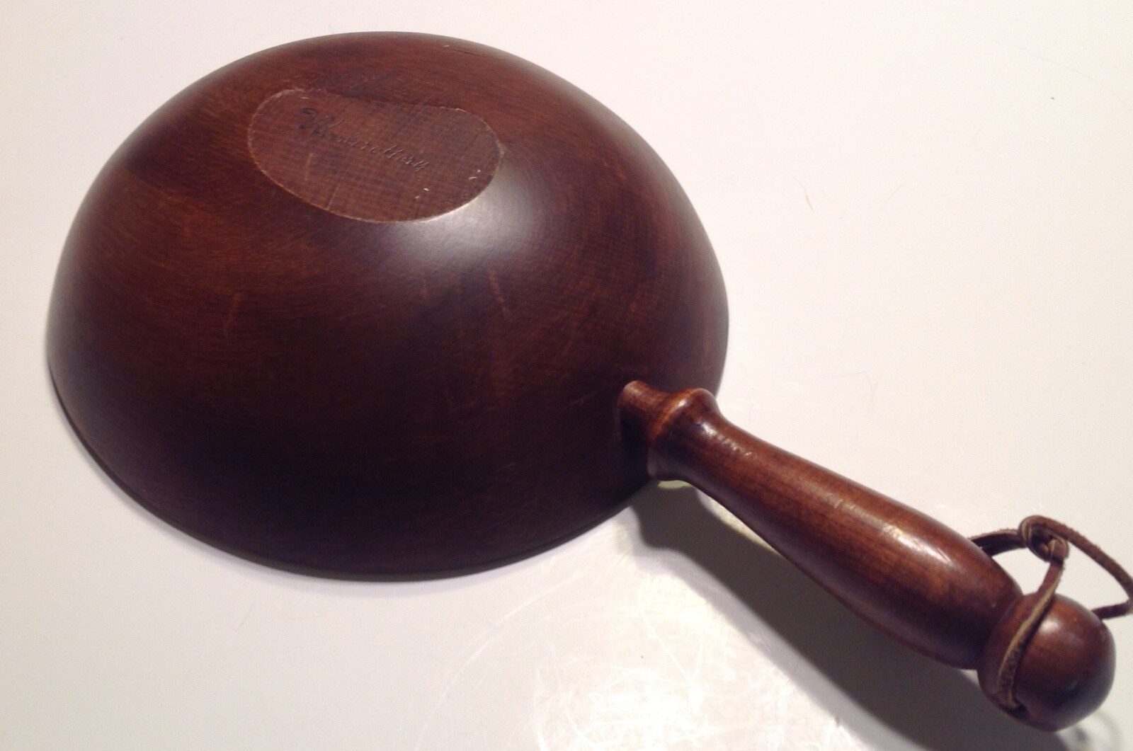 Bowl with Handle Woodcraftery Hand Carved Wood Vintage Woodenware