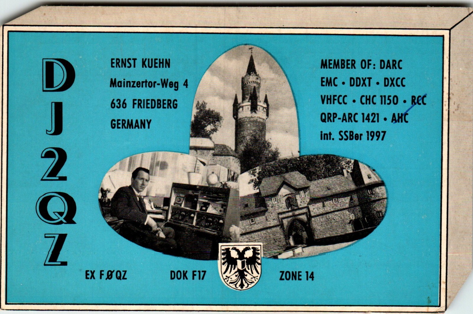 激安先着 Postcard QSL DJ2QZ Friedberg Germany 1968 to Radio W8LD | eBay トランプ