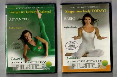 2 NEW Fitness DVDs Advanced & Basic 21st CENTURY PILATES Laura Peralta Exercise