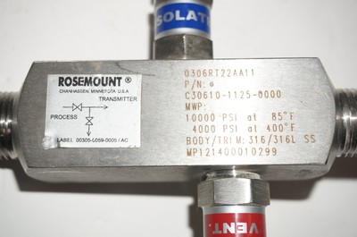 EMERSON ROSEMOUNT C306RT22AA11 TWO WAY MANIFOLD 316 SST C30610-1125-0000