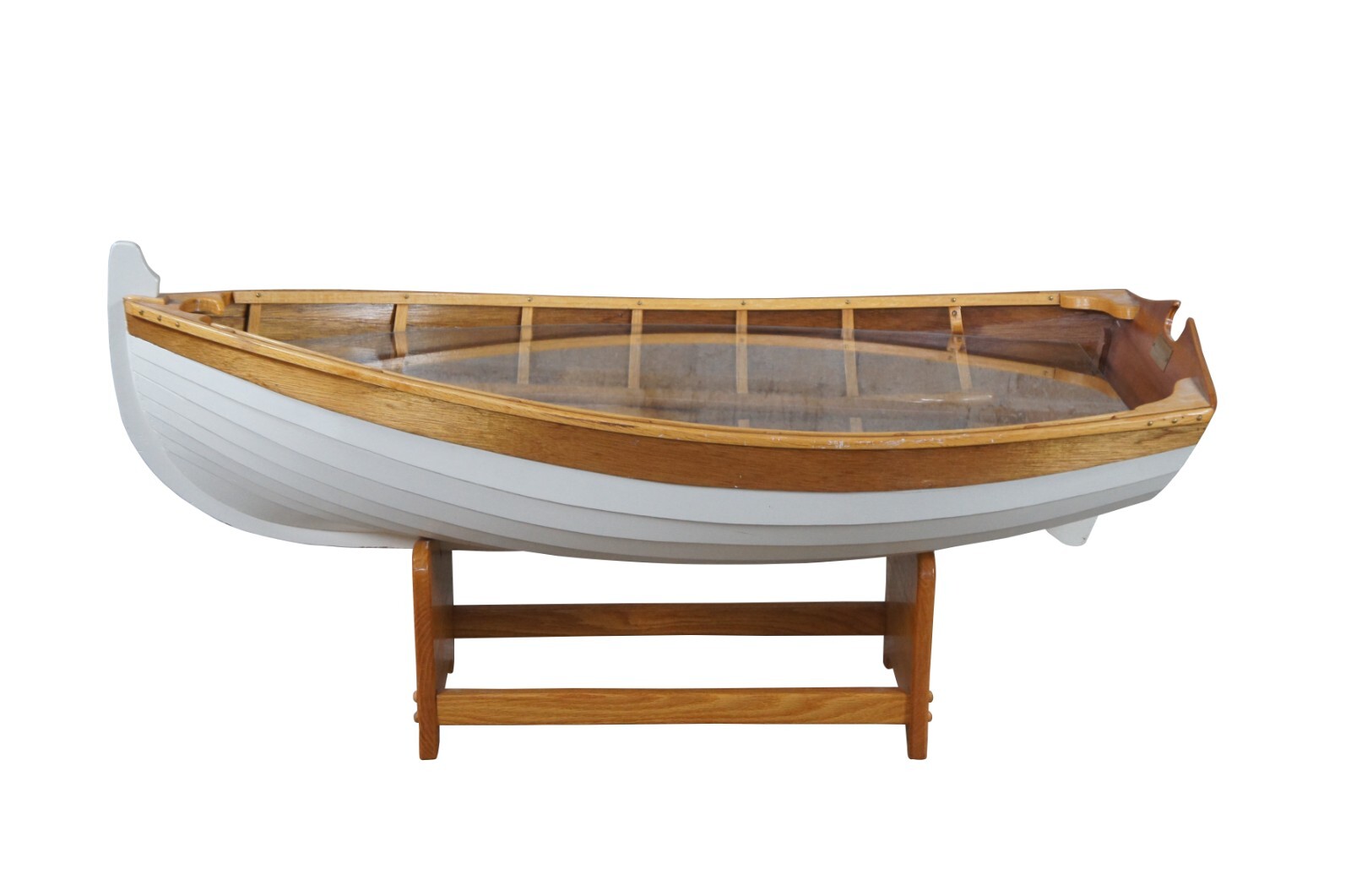 Vintage Wood-N-Stuff Handcrafted Nautical Handmade Oak Rowboat 