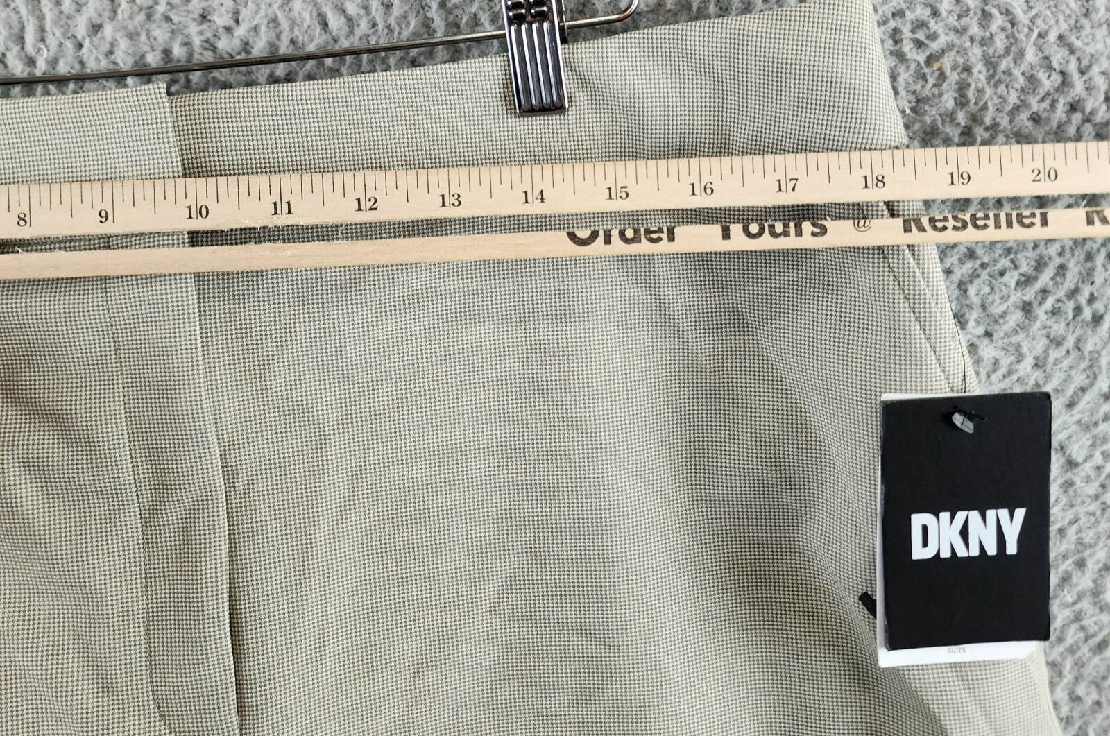 DKNY Zip-Front Slant-Pocket Mini Skirt Women's 16 Light Fatigue/White Hook & Bar - Picture 7 of 13