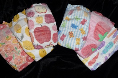 6- Honest Co. size1 assorted girl diapers for Reborn baby, doll,or baby shower*