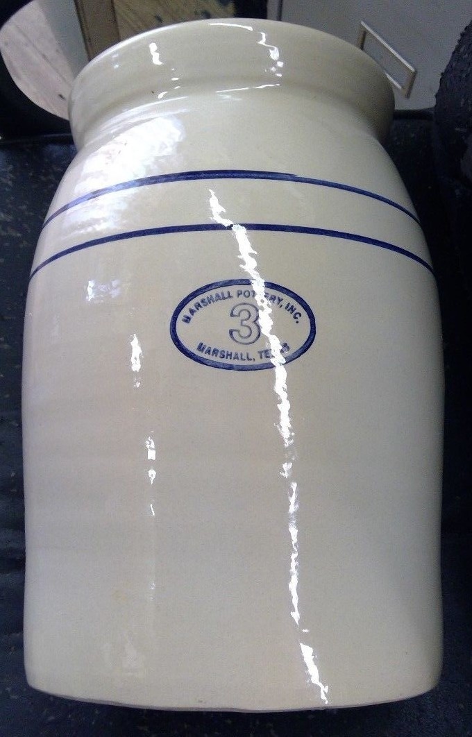 NOS Marshall Pottery No. 3 Butter Churn with Lid and Wood Dasher Included