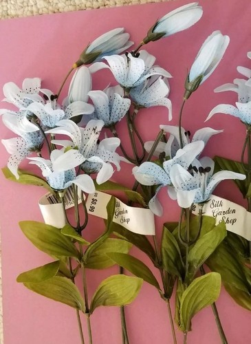 Silk Garden Shop Blue Tiger Lily Silk Flowers - 5 Stems - 18