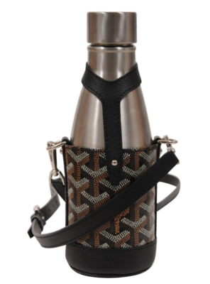 Goyard Yonne PM Water Bottle Black Brown Travel Flask Carry On 