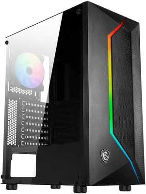 MSI Mid-Tower PC Gaming Case   Tempered Glass Side Panel   1 X 120Mm Argb Fan  1