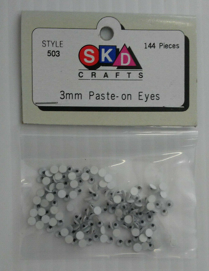SKD Paste-on Wiggle Eyes - 3mm Black - 144 Pieces