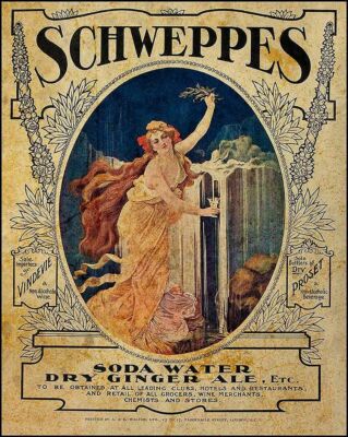 SCHWEPPES SODA WATER DRY GINGER ALE HEAVY DUTY USA MADE METAL ADVERTISING SIGN
