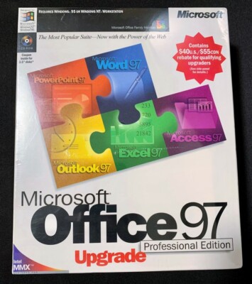 NEW Microsoft Office 97 Professional Edition Upgrade SEALED Collectable Big Box