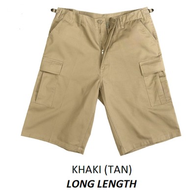 【BAON】Belchi Military Cargo Bermuda Pants LONG LENGTH Combat Cargo Shorts KHAKI Tan 13.5