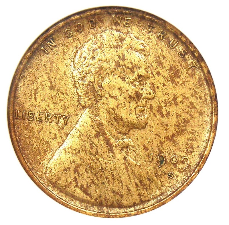 1909-S VDB Lincoln Wheat Cent 1C Penny - ANACS AU50