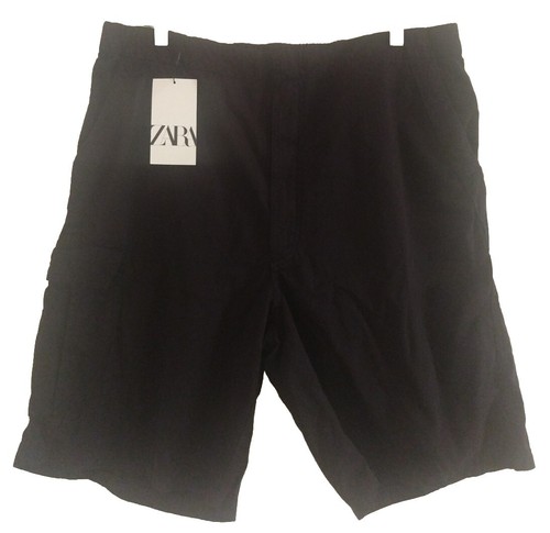 ZARA Men's Cargo Shorts Size XL 34 Black Color New With Tags