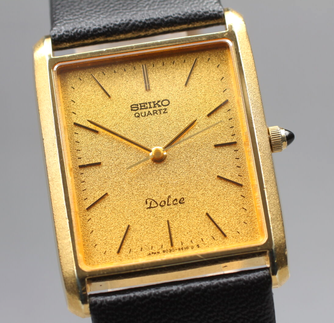 Vintage 1983 [N MINT] SEIKO Dolce 6030-5510 Gold Dial Qz