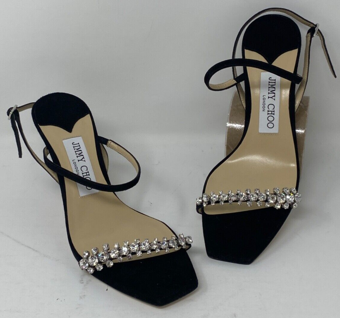 サンダル・ミュール JIMMY CHOO MEIRAS85 LEATHER SANDALS WITH CRYSTALS Jimmy Choo Gold Crystal Meira 85 Leather Sandals, Brand Size