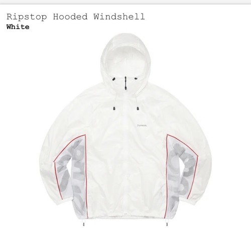 Supreme Ripstop Hooded Windshell Jacket Zip Up White SS22 Sz L
