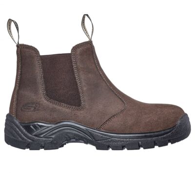 SKECHERS WORK Men's Tapter Steel Toe Chelsea Work Boot Brown