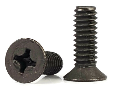 #6-32 Black Oxide Phillips Flat Head Machine Screws 100 Degree Taper - Select