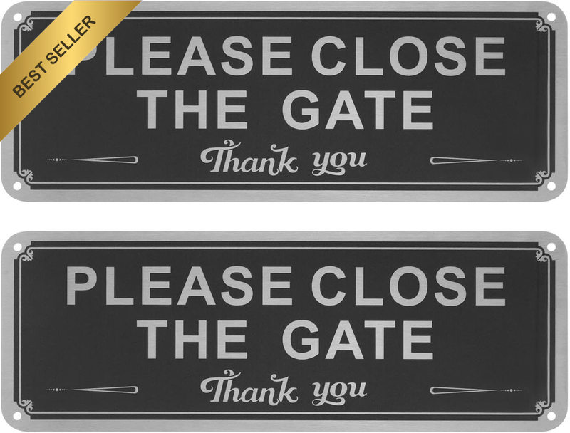 2Pcs Please Close the Gate Signs Hanging Signs Aluminum Signs 250Mmx90Mmx1Mm for