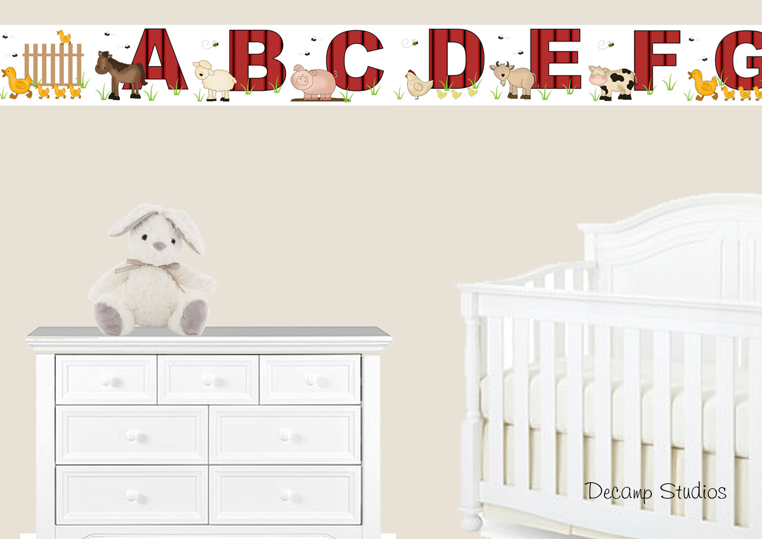 Farm Animals Alphabet Nursery Decal Wallpaper Border Wall Art Stickers Kids Room