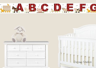 Barnyard Farm Animals Alphabet Abc Wallpaper Border Wall Art Decals Boy Nursery