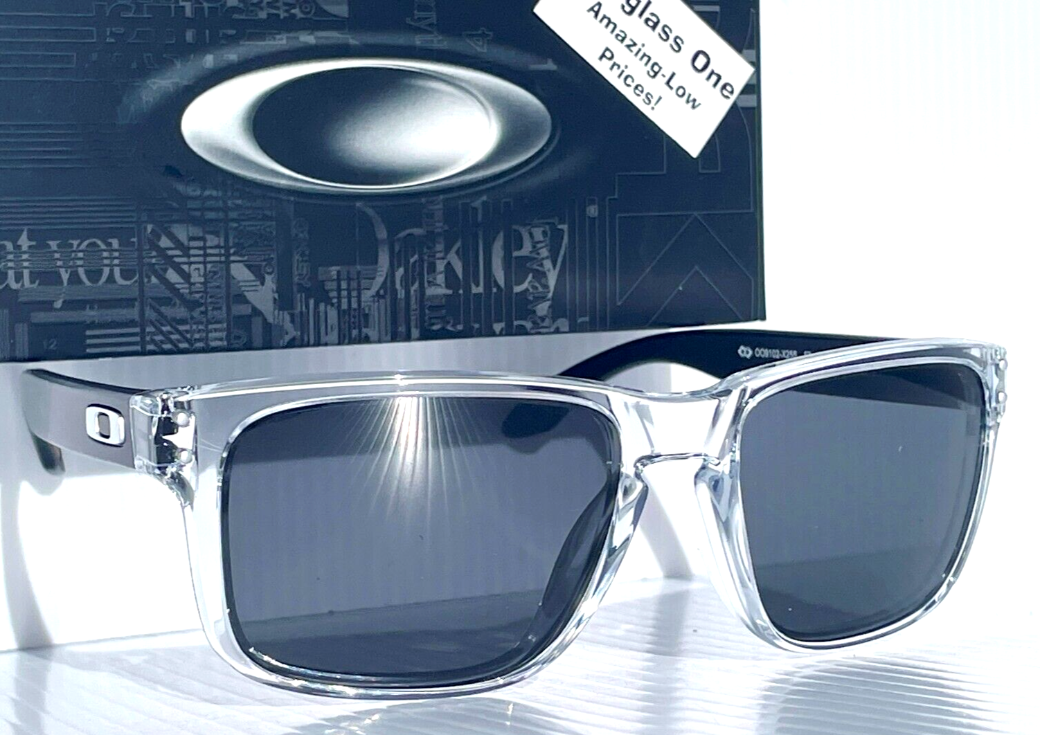 NEW Oakley HOLBROOK Polished Clear w POLARIZED Galaxy Black NEW Oakley HOLBROOK Polished Clear w POLARIZED Galaxy Black