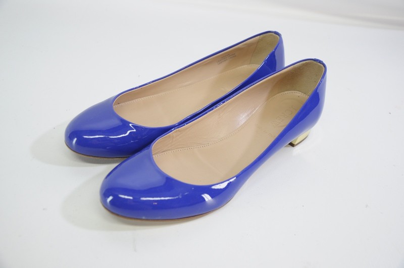 blue patent leather flats