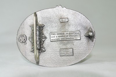 Vintage Siskiyou Belt Buckle 0-10 Eagle Sunset Mountain Scene Enameled 1982