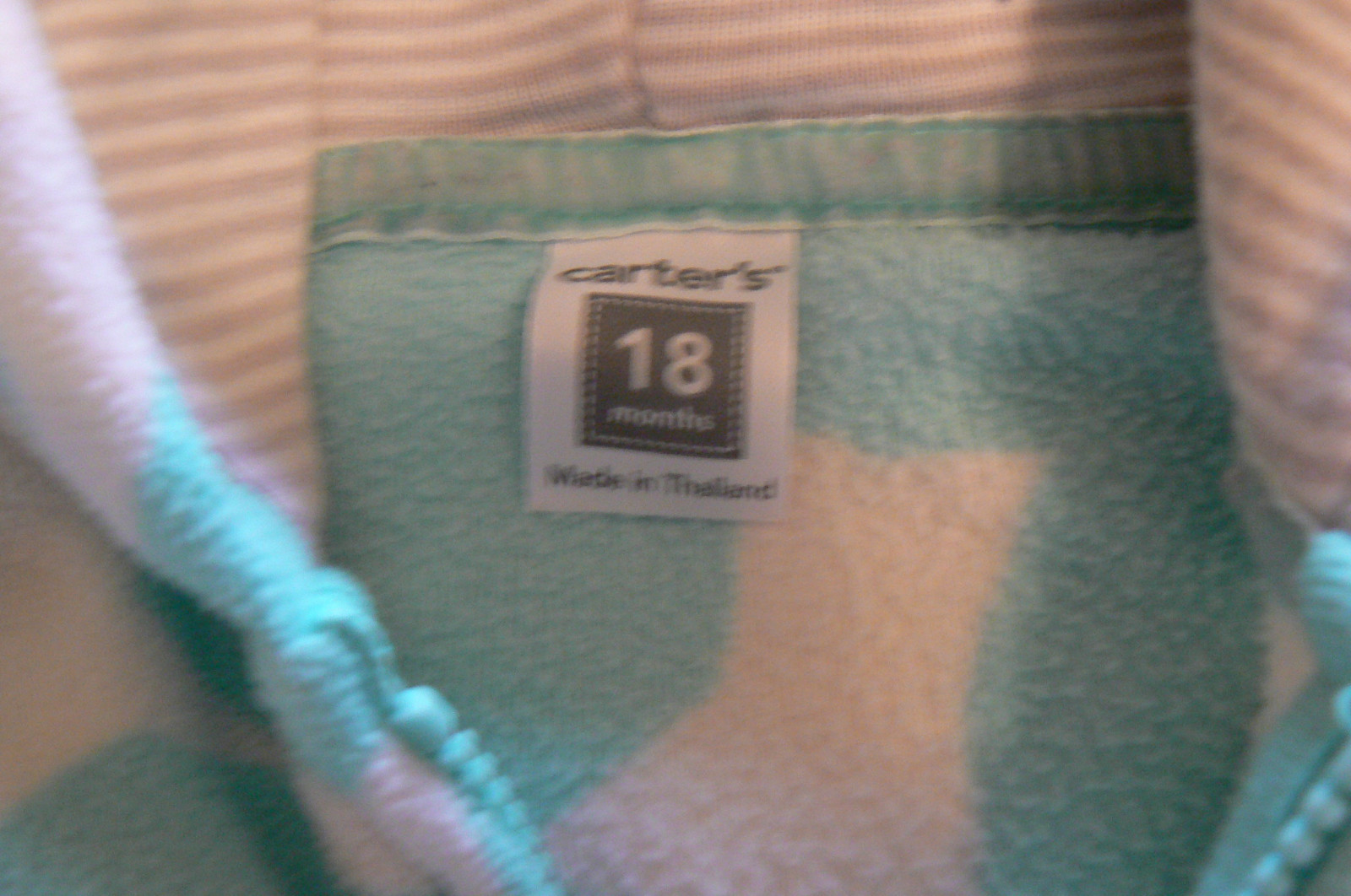 Carter's 18 month hoodie,large aqua polka dots,zip up,SUPER SOFT!! fleece CUTE!