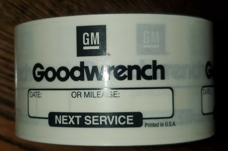 GM Goodwrench Oil Change Reminder Sticker Clings